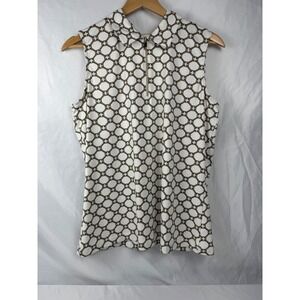 Tail Size Large Sleeveless Golf Polo Top White Gold Geometric Chain Link